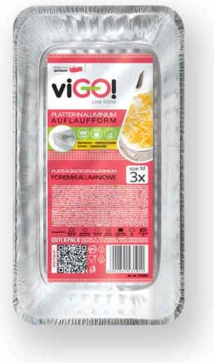 Vaschette in alluminio per grigliata 3 pz 20 × 11,5 × 4 cm