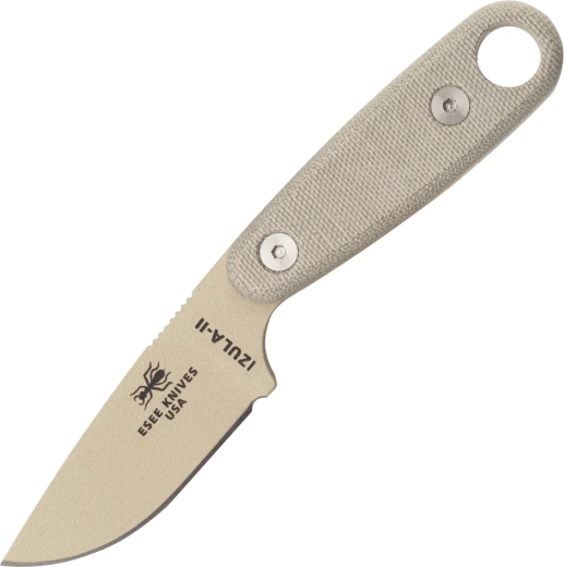 ESEE Izula II DT – neck knife 7.3 cm, desert tan, Micarta, black sheath