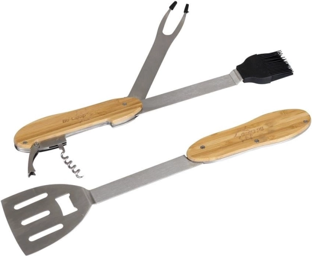 Multifunkčné grilovacie náradie 5v1 z bambusu a nerezu