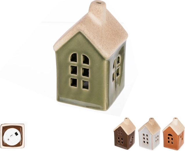 Porcelæn LED-hus 9 cm – mix af 4 varianter