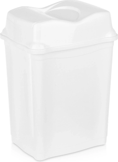 Poubelle en plastique avec couvercle basculant 28 l blanche