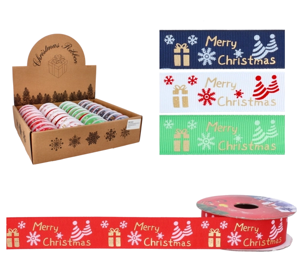 Christmas decorative ribbon 2.5 cm × 2.7 m with print
