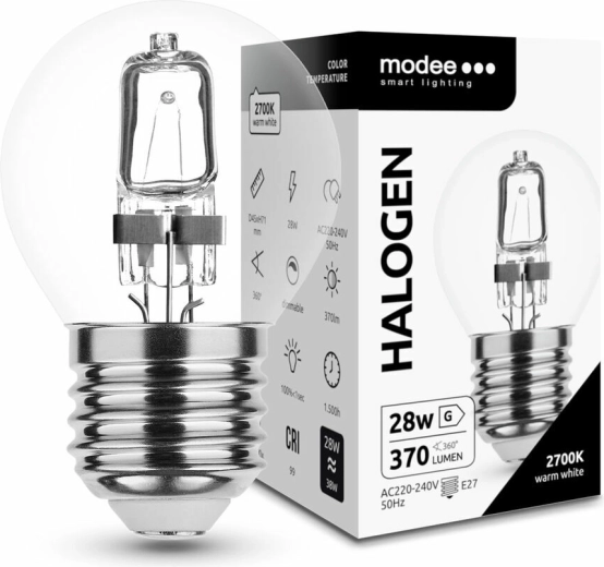 Modee lampadina alogena Mini Globe 28W E27, 370 lm, bianco caldo, dimmerabile