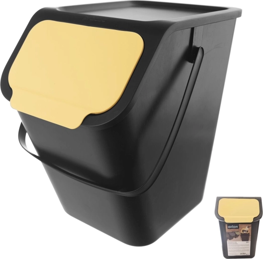 Cestino dei rifiuti in plastica 25 l con coperchio giallo