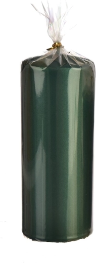 Metallic matte green pillar candle 18 cm