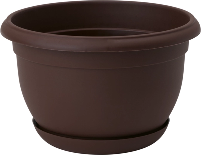 Cache-pot marron Malta 24 cm avec soucoupe