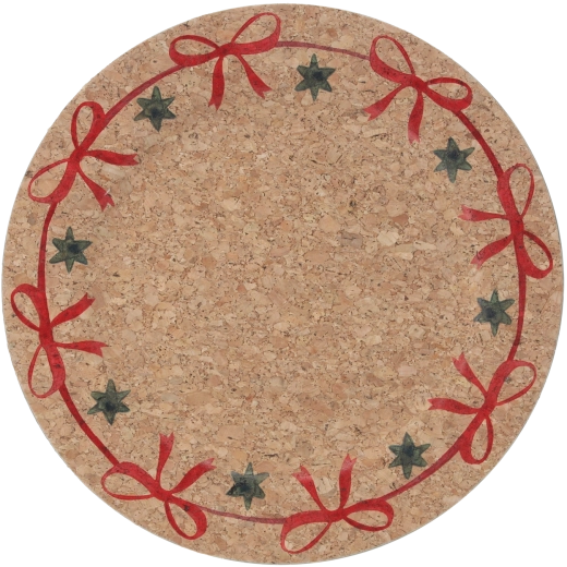 Round cork trivet with ribbons 33 × 33 × 1.5 cm, set of 6