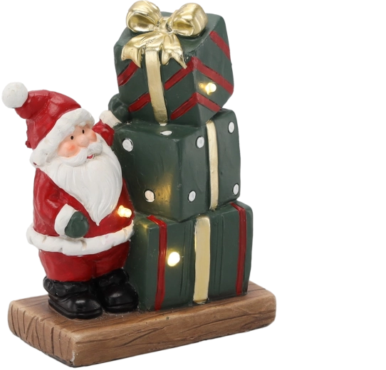 Figurine de Noël – Père Noël avec cadeaux LED 19,8 cm