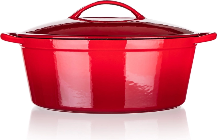 Cocotte ovale en fonte avec couvercle 6,7 l rouge EXCELLENT