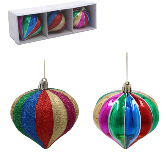Set de boules de Noël spirales 8 cm – multicolores (3 pcs) Chomik