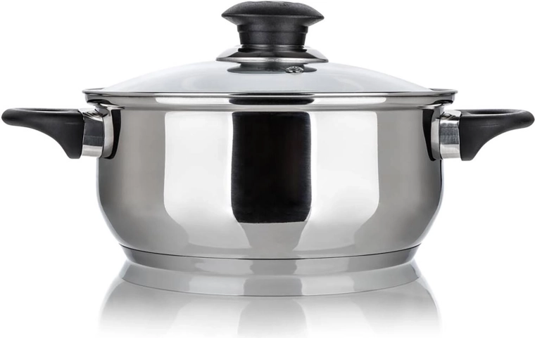 Pentola in acciaio inox 22 cm con coperchio in vetro 3,8 l Super Value