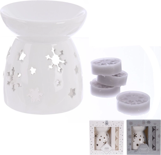 Aromalampada in dolomite bianca con 5 cere (2 varianti)