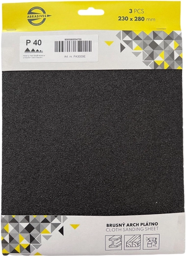 Abrasive cloth for metal and wood, grit 400, 230 × 280 mm (3 pcs)