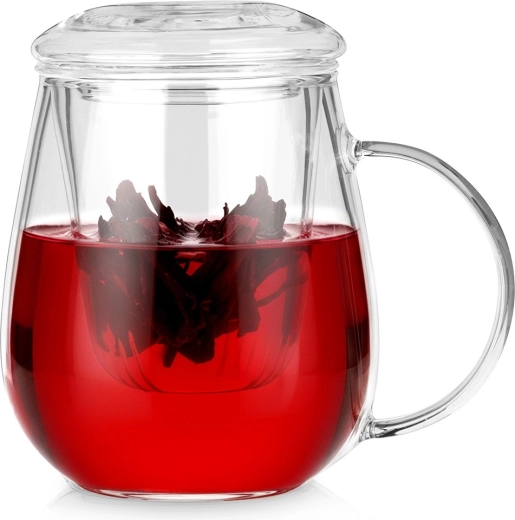 Stekleni vrč s cedilom in pokrovom 530 ml