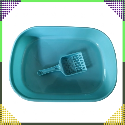 Open cat litter tray with scoop 41 × 31 × 9 cm (blue)