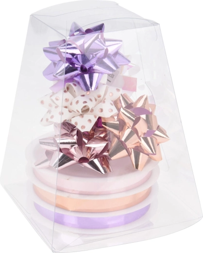 Gift wrapping ribbon and bows – color mix, set of 9 pcs