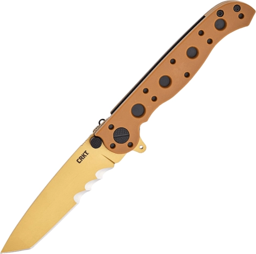 Couteau de poche pliant CRKT M16 desert tan avec dentelures Veff