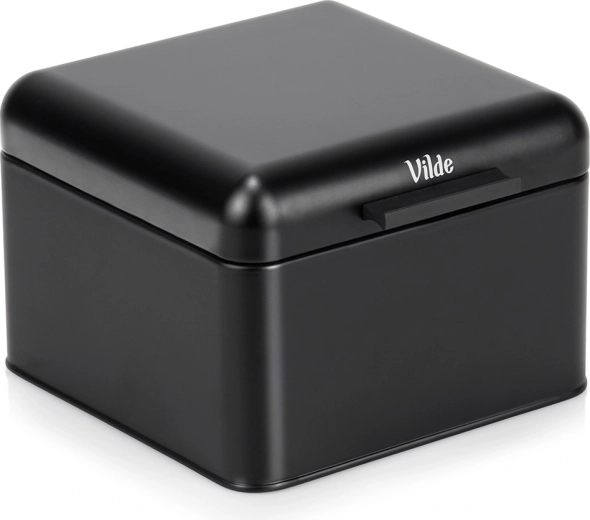 Boîte à pain en métal noire 22 × 20 × 14,5 cm