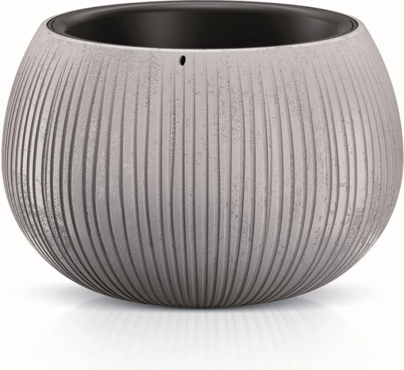 Pot de fleurs béton bowl avec insert 23,8 cm – cache-pot en plastique gris