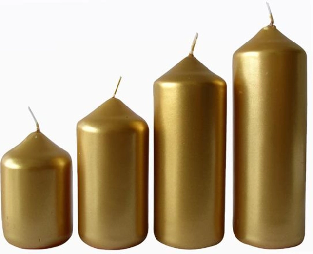 Advent candles PROVENCE ø 4 cm, gold, set of 4 sizes