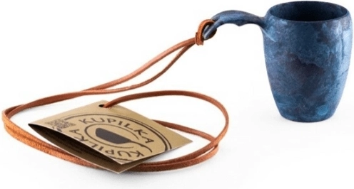 Kupilka K5M čokan s ušicom i kožnom vezicom, plava 0,5 dl