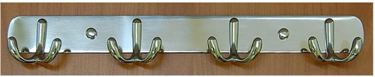 Wandhakenleiste mit vier Doppelhaken CYRIL, Chrom