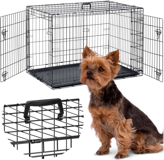 Folding metal dog crate S 75.5 × 47.5 × 54 cm