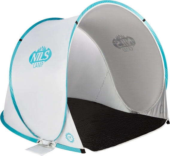 Tenda da spiaggia autoportante NILS Camp grigio–turchese