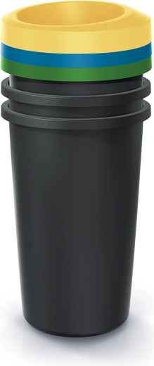 Cestini per la raccolta differenziata Compacta R Drop Set 3×35 l in plastica riciclata, nero