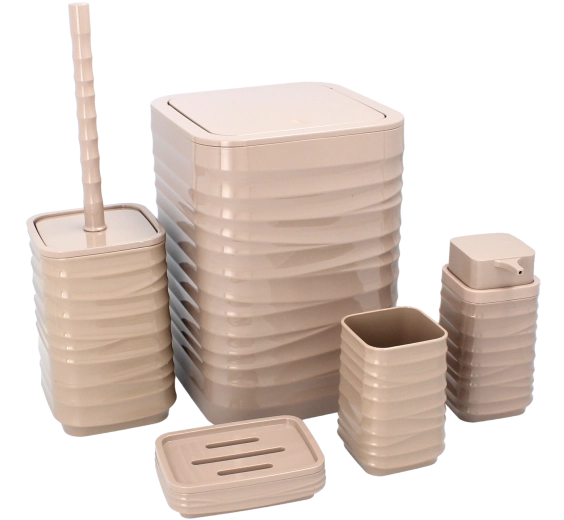 Set bagno 5 pezzi quadrato marrone