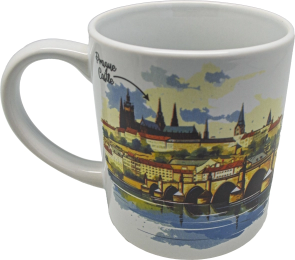 Tasse en céramique blanche 250 ml avec motif du pont Charles