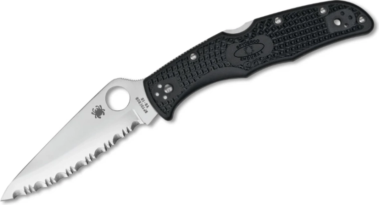 Spyderco Endura 4 Lightweight serrated pocket knife 9.5 cm, black, FRN