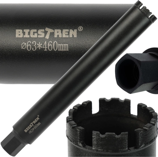 Bigstren diamond core drill bit 63 × 450 mm 1 1/4 UNC for concrete and stone