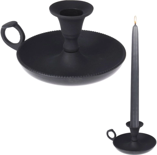 Bougeoir noir en aluminium pour bougie longue