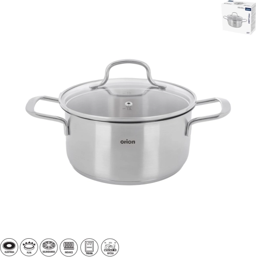 Casserole en acier inoxydable ANETT Glass 2,5 l avec couvercle en verre