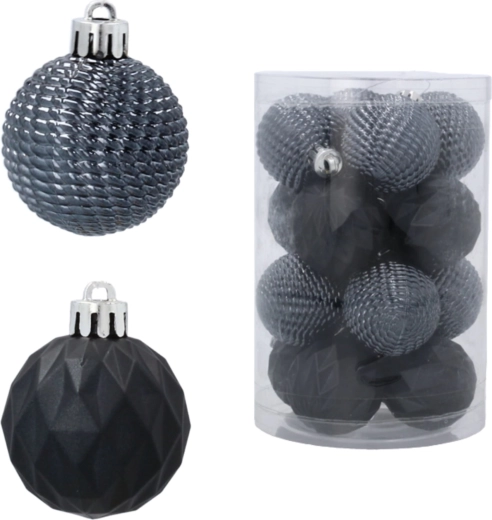 Set of 16 elegant Christmas baubles 4 cm anthracite – Kamai Christmas Decoration
