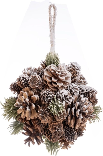 Sfera sospesa di pigne Snow 16 cm