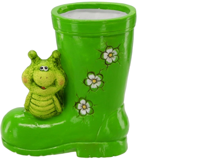 Garden figurine boot with snail – decoration and planter