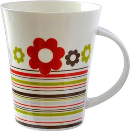 Mug en céramique TORO 375 ml avec fleurs et rayures
