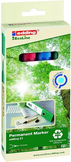 Pennarello indelebile Edding EcoLine 21, set da 4 pz
