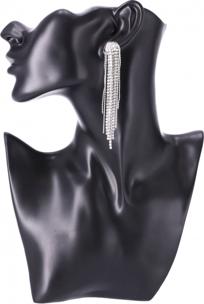 Dlhé náušnice s krištáľovými kryštálmi - strieborné