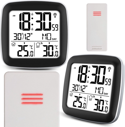 Stazione meteorologica wireless con sensore senza fili, argento