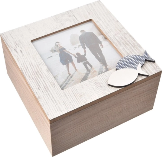 Boîte en bois pour photos Beach 15 × 15 × 7,5 cm