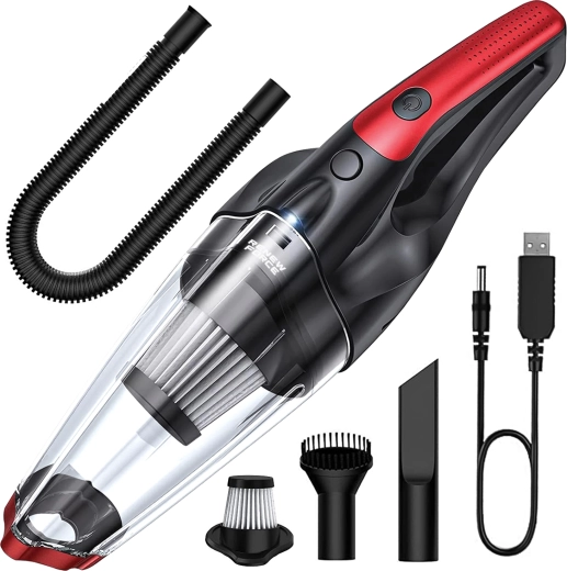 Red Cordless Handheld Car Vacuum Cleaner