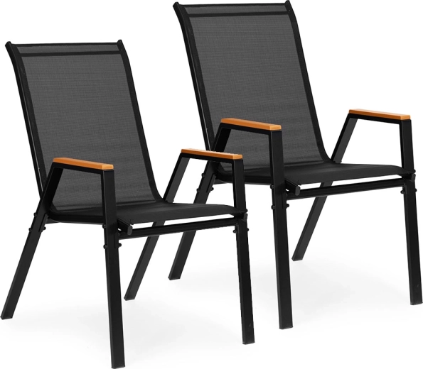 Set di 2 sedie da giardino per terrazza e balcone, nere, MultiGarden