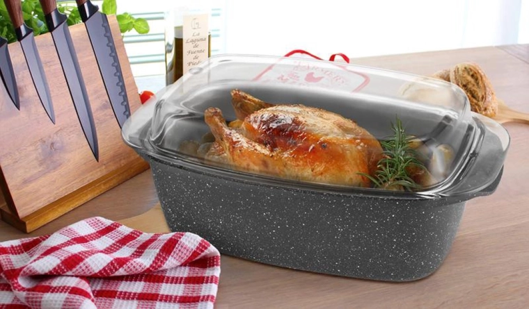 Roaster with borosilicate glass lid 32 × 20 cm, black