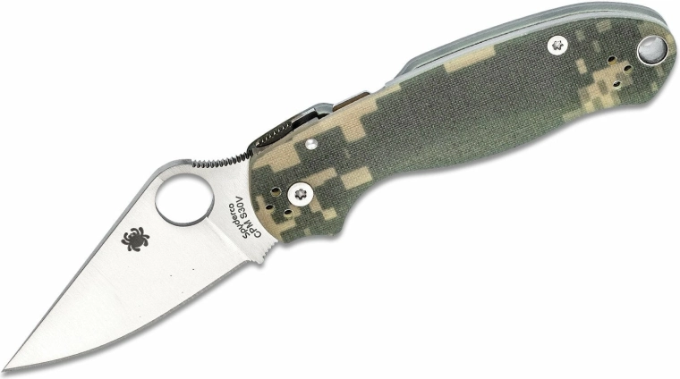 Tactical pocket knife Spyderco Para 3 Camo 7.5 cm, satin finish, G10