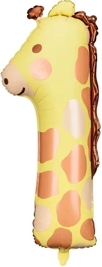giraffe folieballon cijfer 1 - 42 x 90 cm