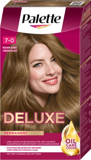 Palette Deluxe 7-0 biondo medio, colorazione permanente per capelli 50 ml