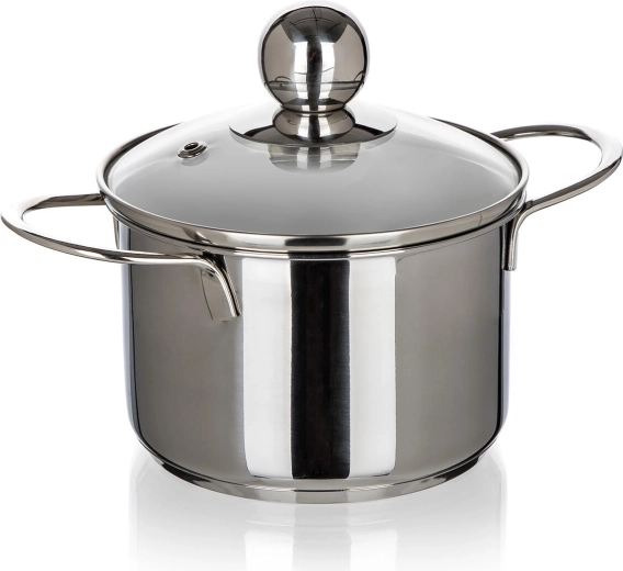 Casserole en acier inoxydable avec couvercle en verre 0,85 l, 12 cm PICCOLO